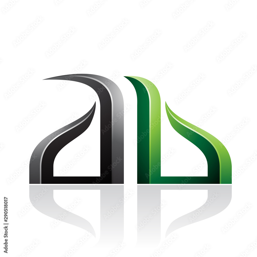 Black and Green Bow-like Embossed Letters of A and B Illustration Black and Green Bow-like Embossed Letters of A and B Illustration