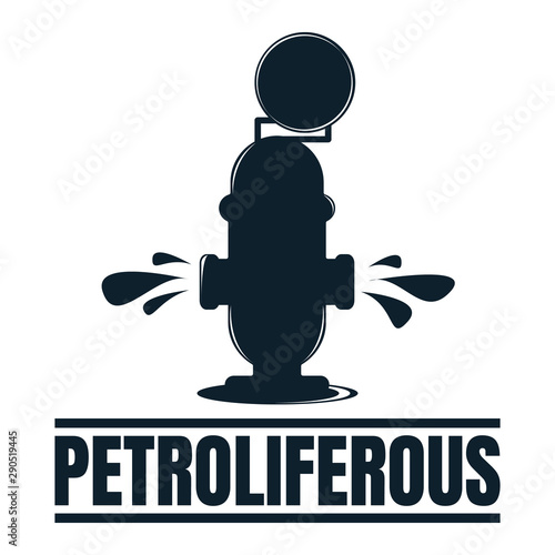 Petroliferous label with Oil Drop. Oil Development and Extraction. World Petrol Production. Oil Business Symbol, Icon and Badge. Simple Vector illustration photo