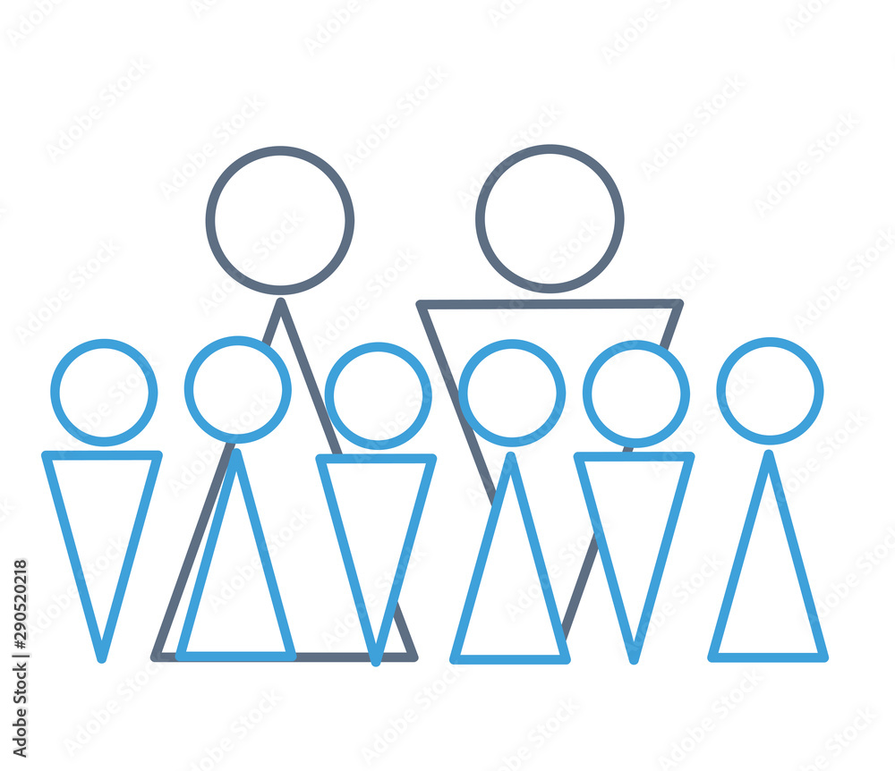 Complete family with many children, flat design. Large family symbol. Male and female with children icon for web and mobile, modern minimalistic flat design. Complete family with many children, flat design. Large family symbol. Male and female with children icon for web and mobile, modern minimalistic flat design.