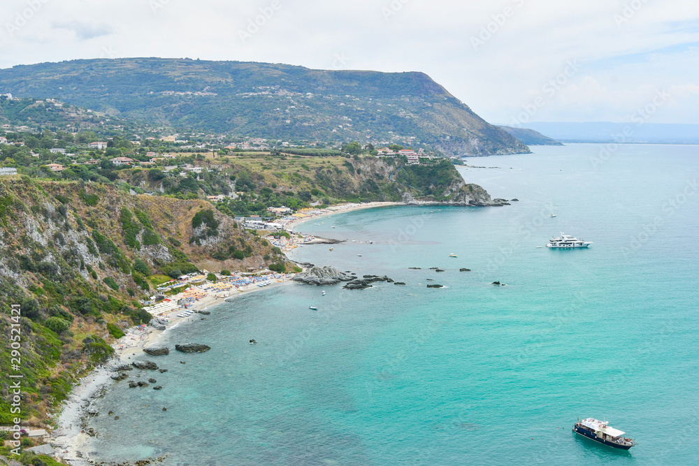 Panorama on Capo Vaticano coast of the mediterranean sea in Calabria