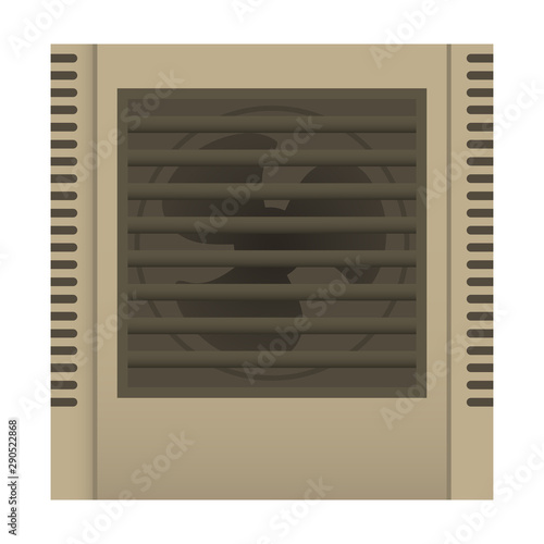 Retro electric heater icon. Beige fan forced heater in flat style with. 