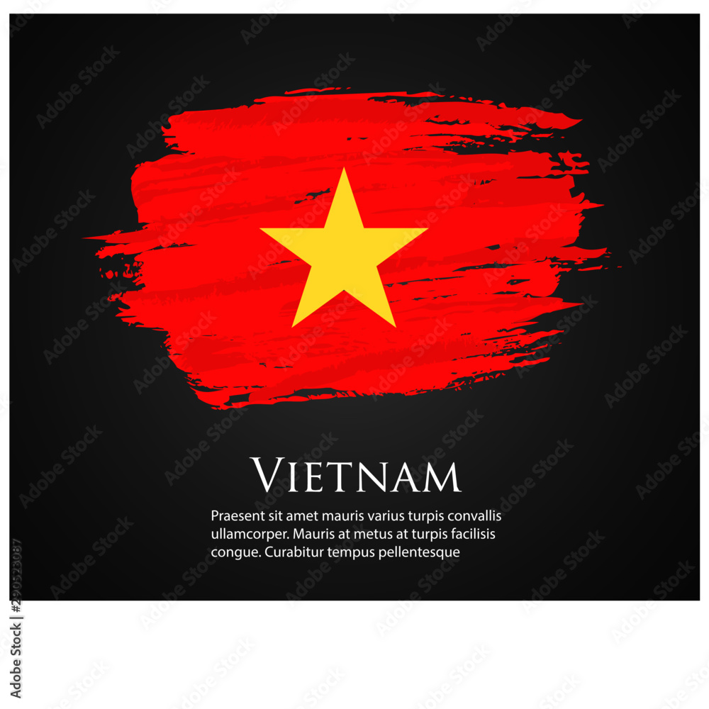 vector template Illustration Vietnam flag Asia country red yellow brush ...