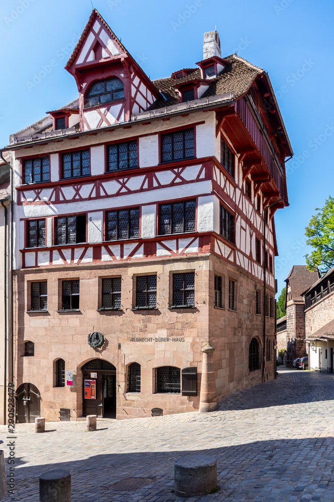 Albrecht Dürer House at gate Tiergärtnertor in the old town of Nuremberg below the castle