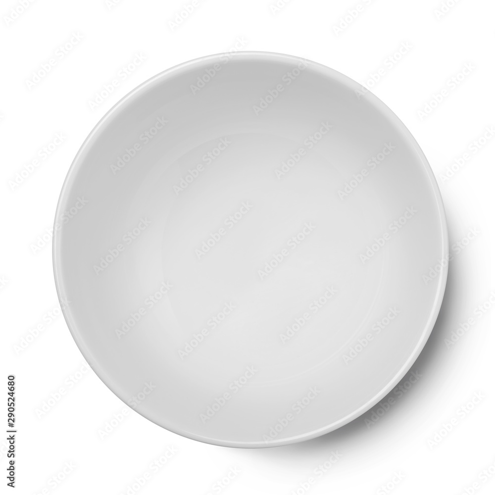 Empty ceramic round plate isolated on white with clipping path, View from above. Empty ceramic round plate isolated on white with clipping path, View from above.