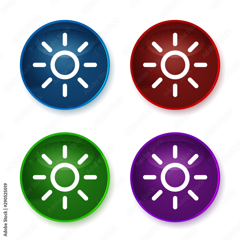 Screen brightness sun icon shiny round buttons set illustration Screen brightness sun icon shiny round buttons set illustration
