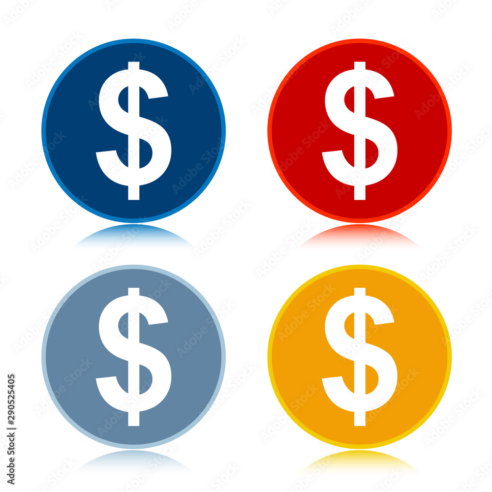 Dollar sign icon trendy flat round buttons set illustration design Dollar sign icon trendy flat round buttons set illustration design
