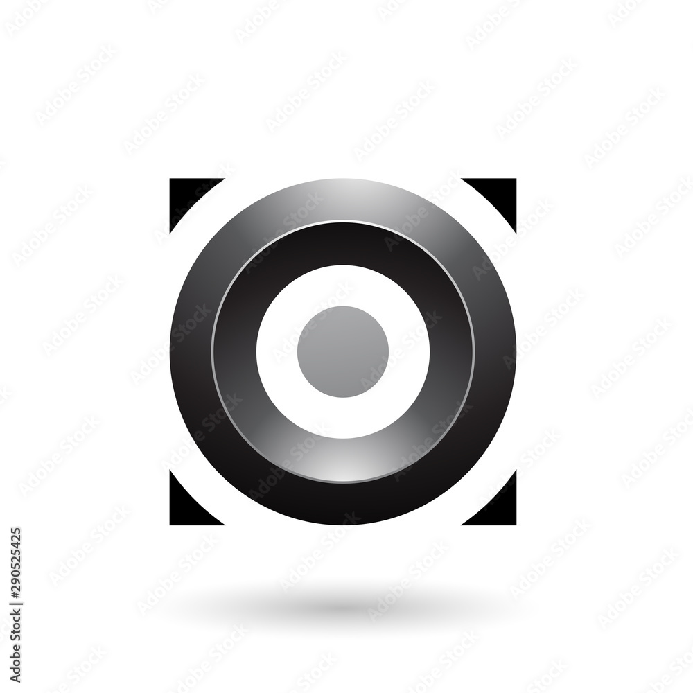 Black Glossy Circle in a Square Illustration Black Glossy Circle in a Square Illustration
