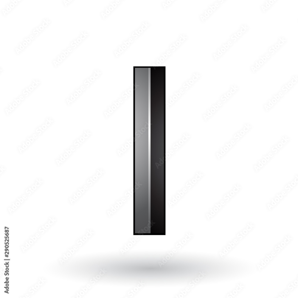 Black Glossy Embossed Letter I with a Dark Stroke Illustration Black Glossy Embossed Letter I with a Dark Stroke Illustration