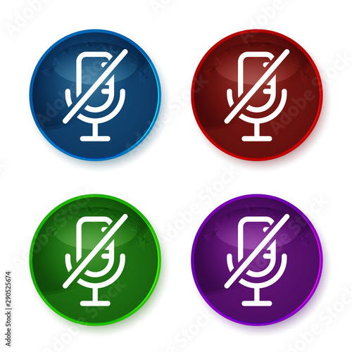 Mute microphone icon shiny round buttons set illustration