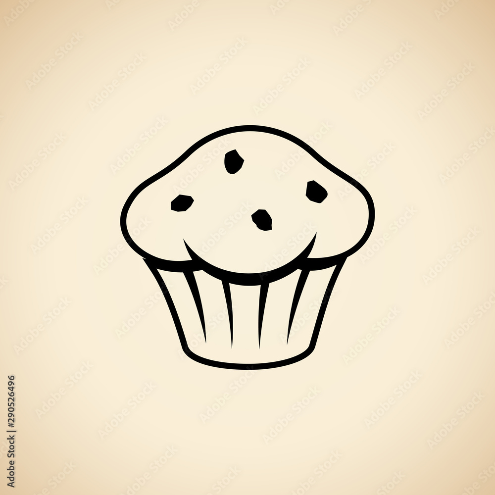 Black Muffin Icon isolated on a Beige Background Illustration Black Muffin Icon isolated on a Beige Background Illustration