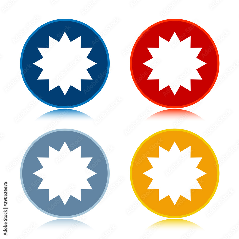 Star badge icon trendy flat round buttons set illustration design Star badge icon trendy flat round buttons set illustration design