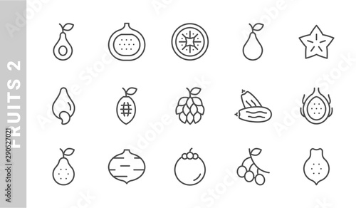 fruit 2 icon set. Outline Style. each made in 64x64 pixel