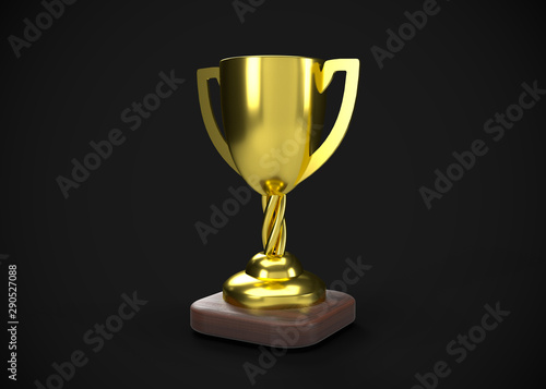 Gold Trophy Champions Winner 3D Render