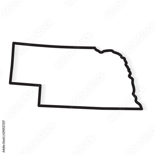 black outline of Nebraska map- vector illustration