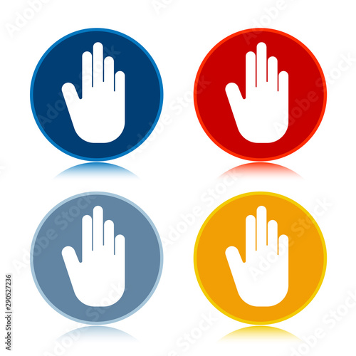 Stop hand icon trendy flat round buttons set illustration design
