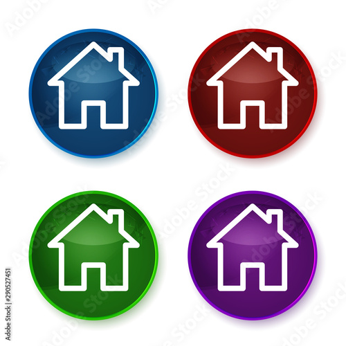 Home icon shiny round buttons set illustration