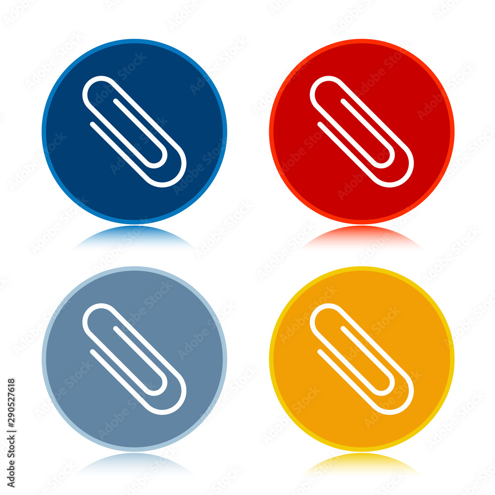 Paper clip icon trendy flat round buttons set illustration design Paper clip icon trendy flat round buttons set illustration design