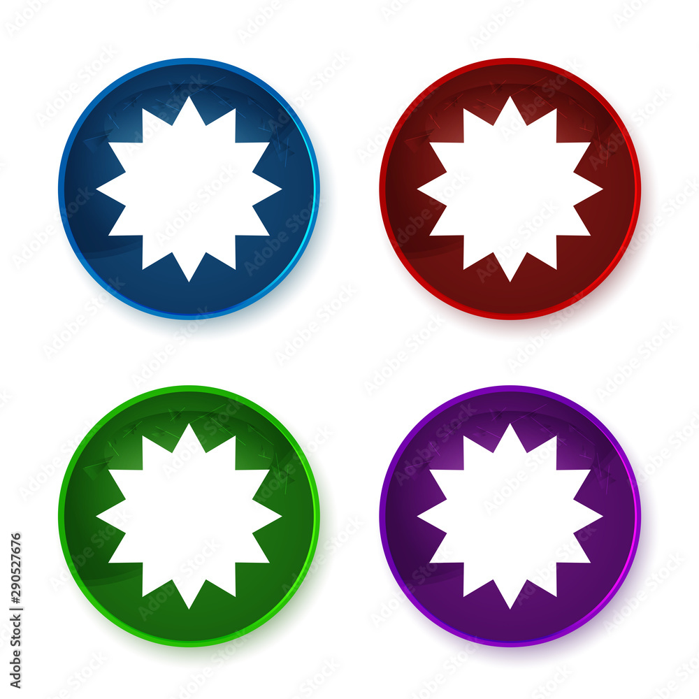 Star badge icon shiny round buttons set illustration
