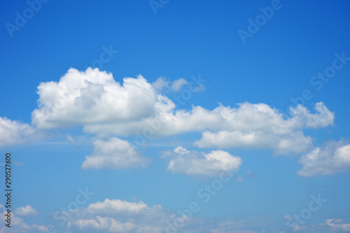 White clouds and blue skies on summer holidays