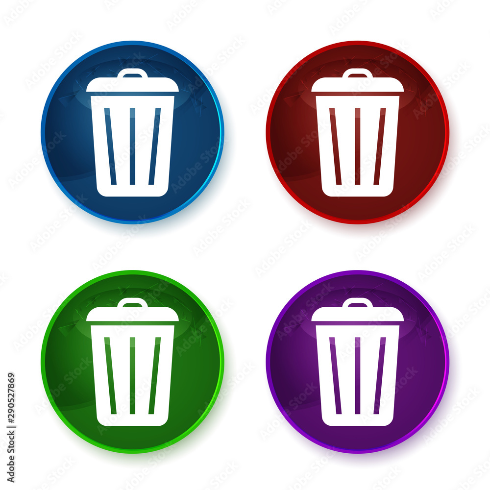Bin icon shiny round buttons set illustration Bin icon shiny round buttons set illustration