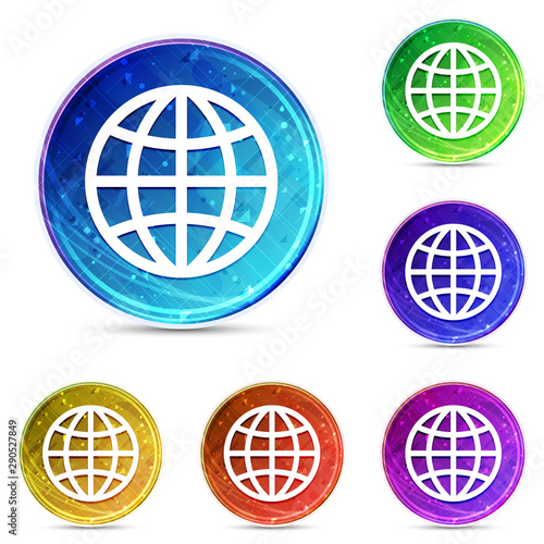 World icon digital abstract round buttons set illustration