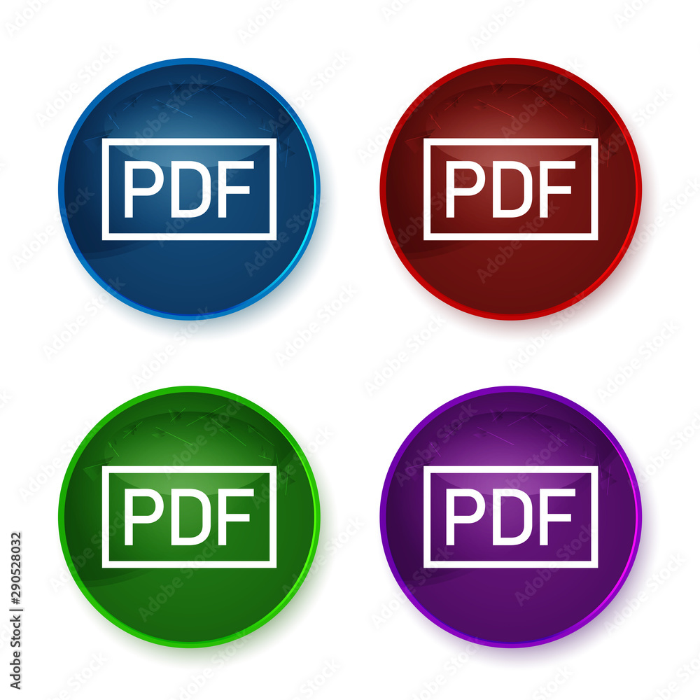 PDF icon shiny round buttons set illustration PDF icon shiny round buttons set illustration