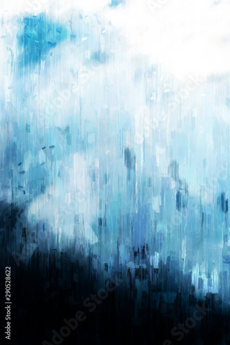 Abstract painting in blue shades, digital illustration