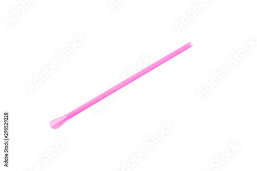 pink plastic straw isolated on white background