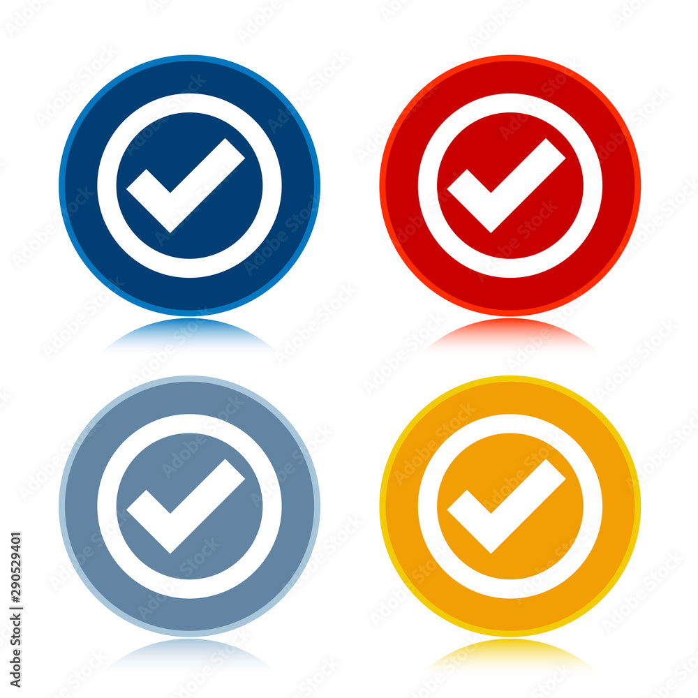 Check box icon trendy flat round buttons set illustration design Check box icon trendy flat round buttons set illustration design