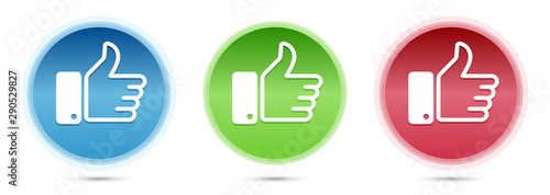 Thumbs up icon glass round buttons set illustration