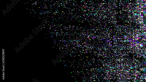 Glitch. Computer screen error. Digital pixel noise abstract design. Television signal fail. Data decay. Glitch background. Monitor technical problem.