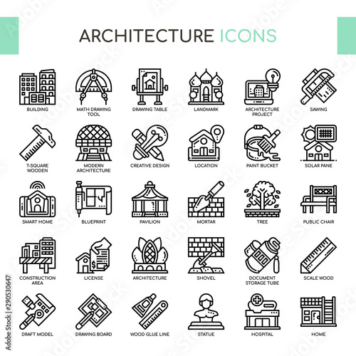 Architecture , Thin Line and Pixel Perfect Icons