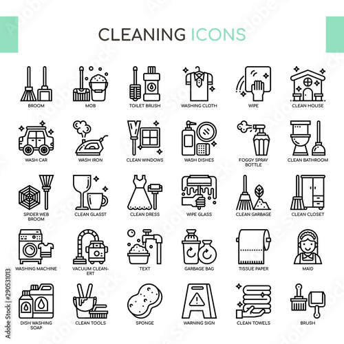 Cleaning , Thin Line and Pixel Perfect Icons