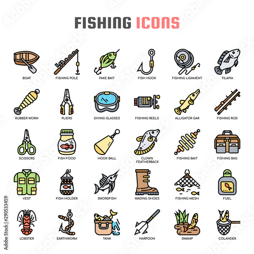 Fishing , Thin Line and Pixel Perfect Icons