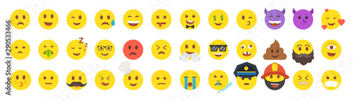 High quality collection of 36 icon of cartoon emoji. Vector illustration.