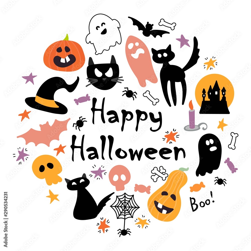 Naklejka premium Abstract colorful Halloween,illustration background. autumn illustration for Halloween