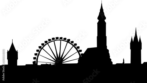 Straubing Silhouette mit Stadtturm | Bayern | Gäubodenstadt | Skyline