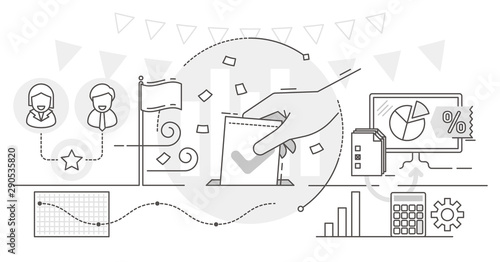 Online voting, outline concept vector illustration