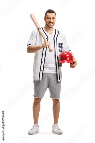 Canvas Print Man with a baseball bat and a helmet in his hand