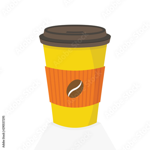 Disposable coffee cup. Icon for web and mobile application. Flat vector illustration.