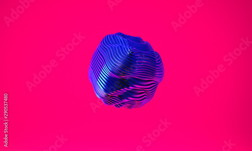 Abstract 3d graphic object on bright magenta background photo