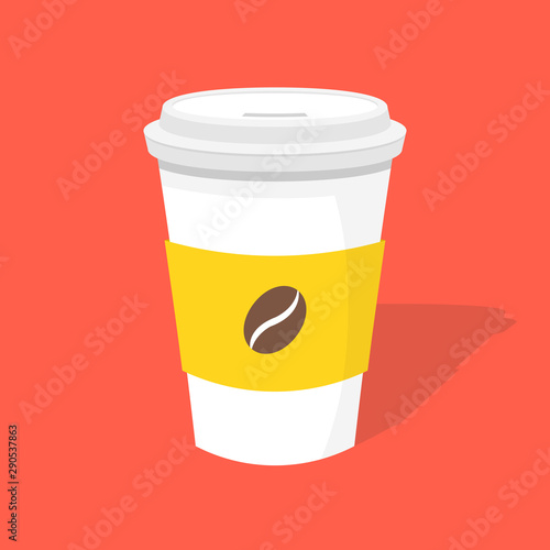 Disposable coffee cup. Icon for web and mobile application. Flat vector illustration.