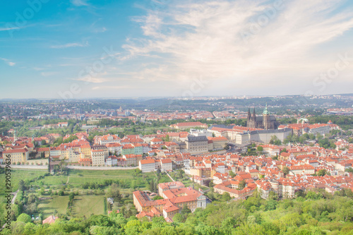 Beautiful view of St. Vitus Cathedral, Prague Castle and Mala Strana in Prague, Czech Republic © marinadatsenko