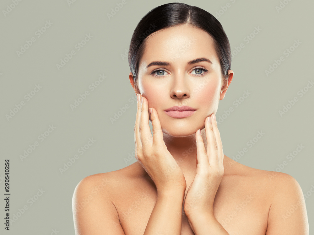 Beauty woman skin face healthy skin natural makeup close up facemodel brunette Beauty woman skin face healthy skin natural makeup close up facemodel brunette