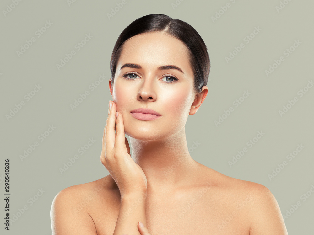 Beauty woman skin face healthy skin natural makeup close up facemodel brunette Beauty woman skin face healthy skin natural makeup close up facemodel brunette