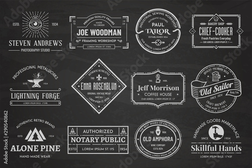 Set of vintage template chalk logos 01