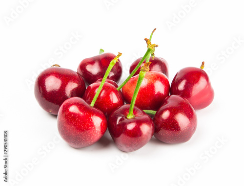 Fresh cherry isolated on white background.