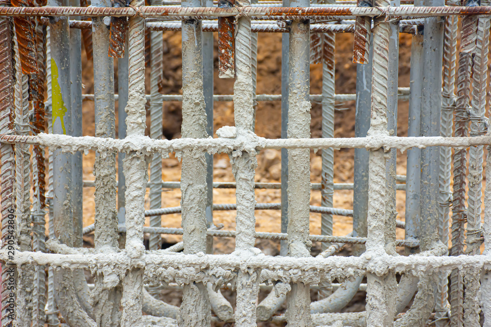 Foundation or base construction of electric pole. Foundation or base construction of electric pole.