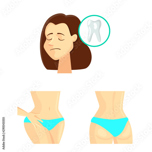 Vector illustration of pain and disease logo. Collection of pain and injury stock symbol for web.
