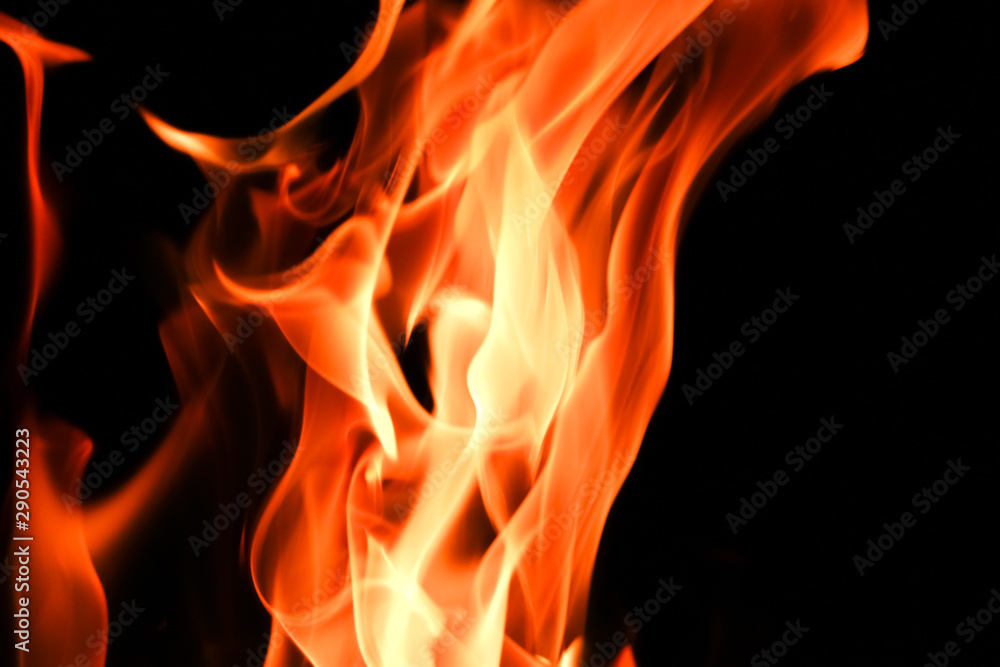Fire flames on black background Fire flames on black background